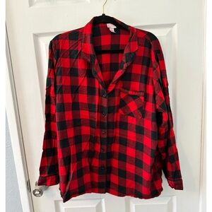 Wondershop - red and black buffalo flannel pj set - size 3x